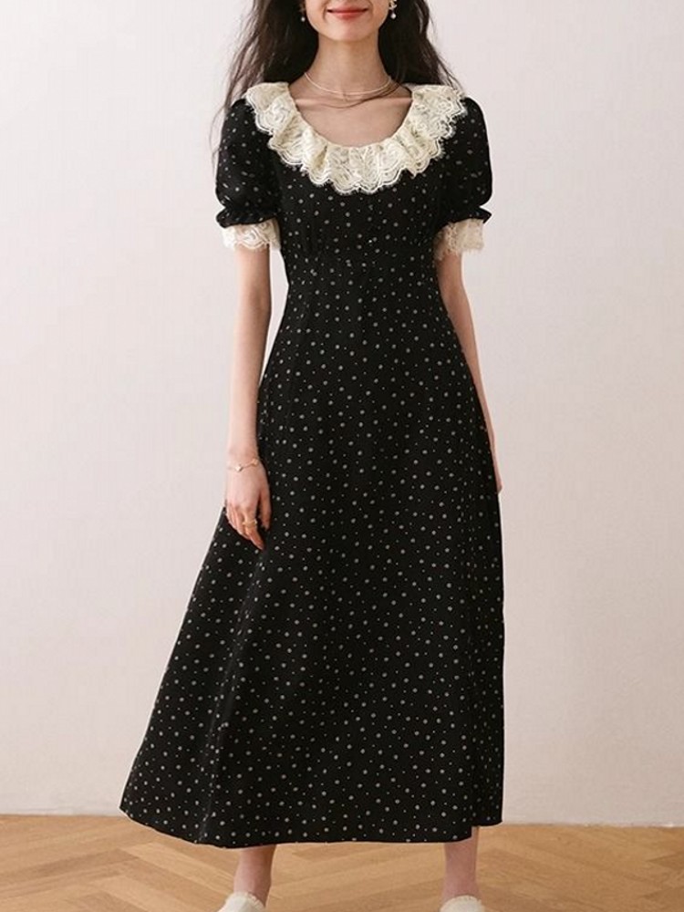 Elegant Lace Floral Short Slee - đánh giá và giá Midi Skirt Floral