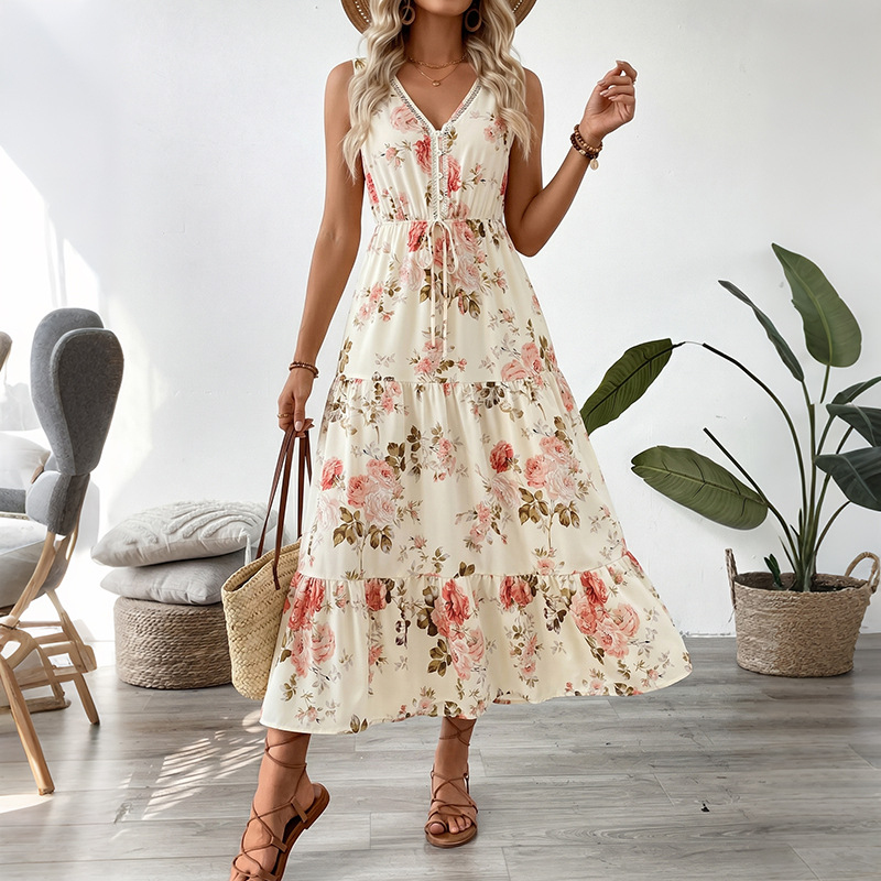 Women Floral Print Sleeveless  - đánh giá và giá Midi Skirt Floral