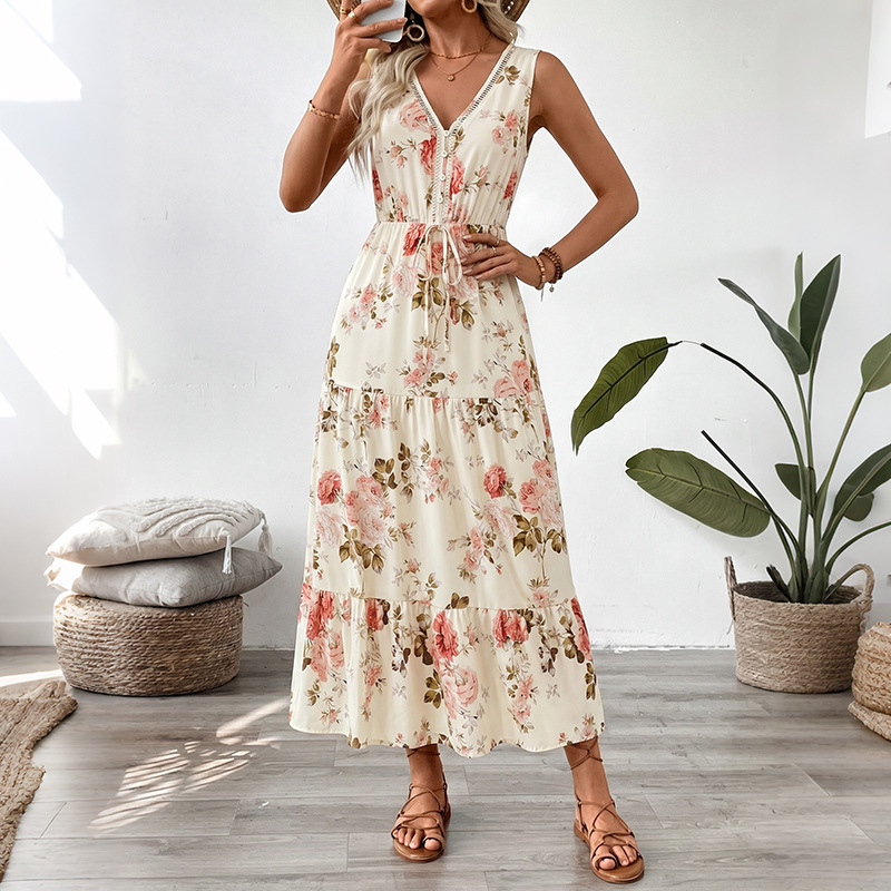 Women Floral Print Sleeveless  - đánh giá và giá Midi Skirt Floral