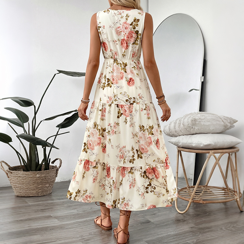 Women Floral Print Sleeveless  - đánh giá và giá Midi Skirt Floral